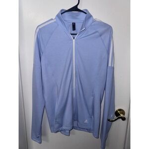 Adidas Golf Womens Light Blue 1/4 Zip Pullover Jacket 3-Stripe Thumbhole Large